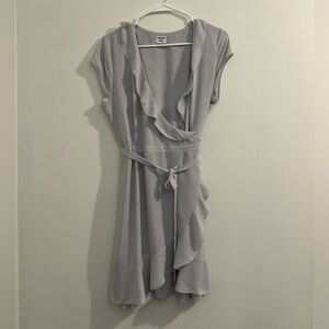 Aritzia Gray Ruffle Wrap Dress